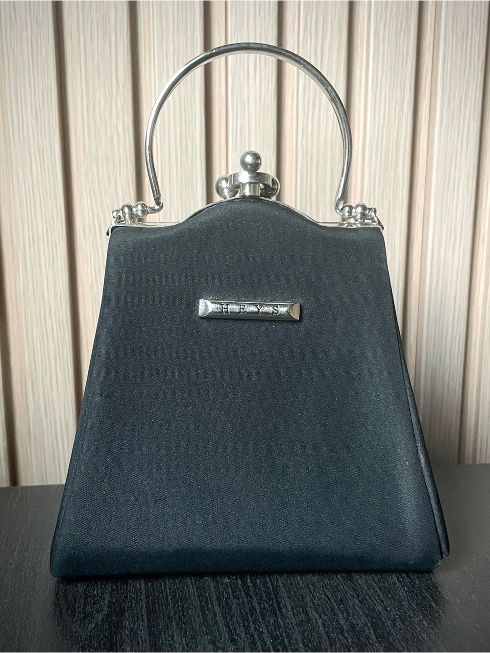 Black Vintage Top-Handle Evening Bag